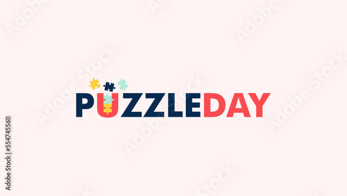 puzzle day text banner template vector stock