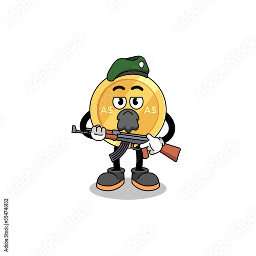 Character cartoon of australian dollar as a special force