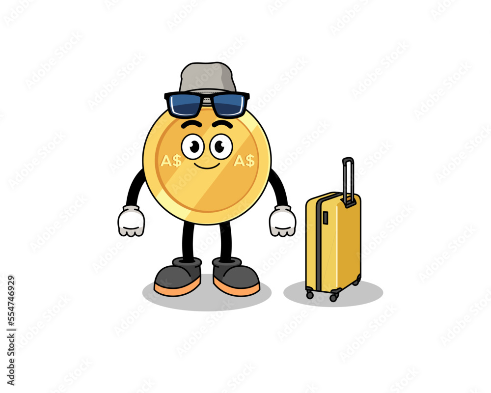 australian dollar mascot doing vacation