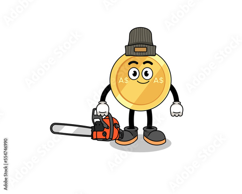 australian dollar illustration cartoon as a lumberjack