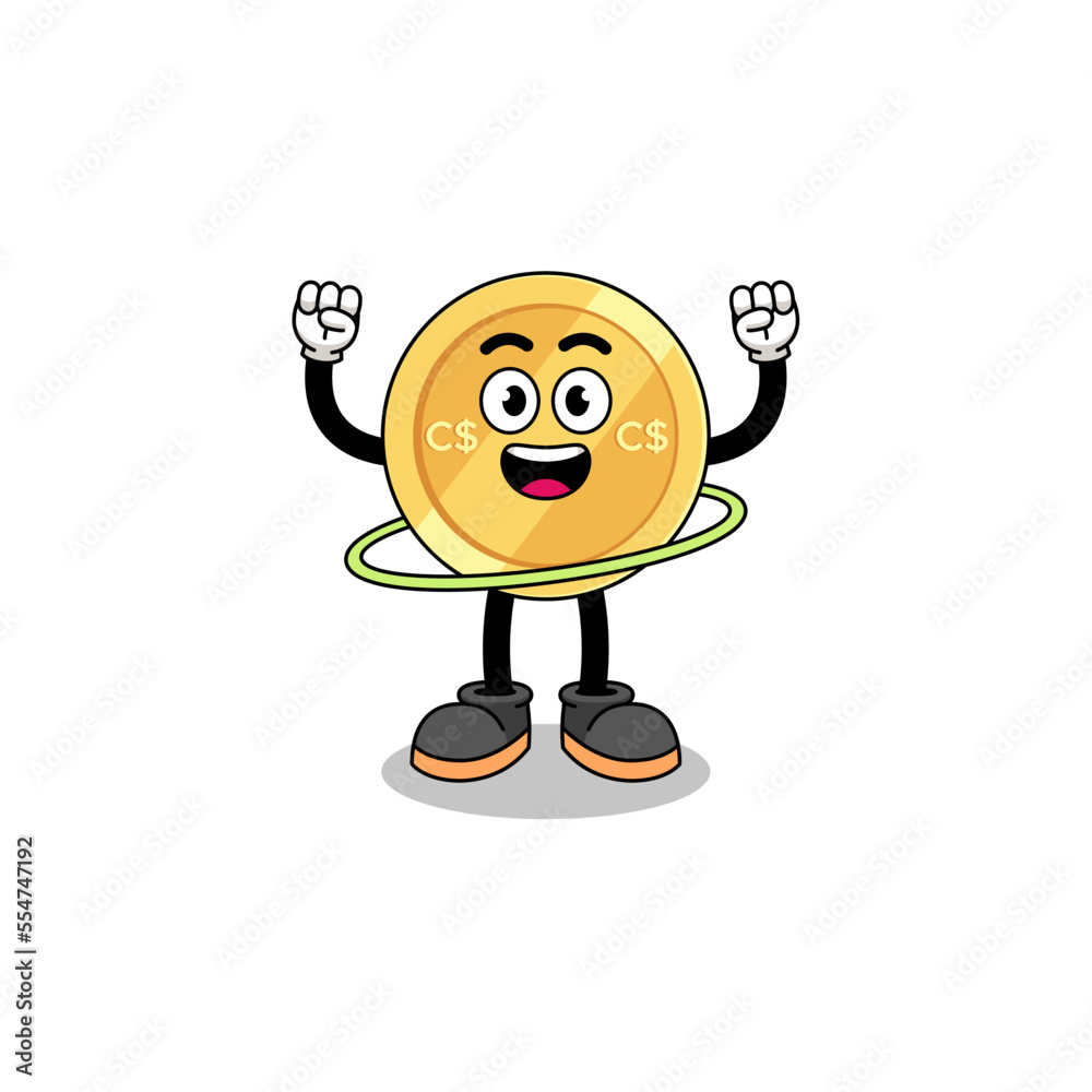 Character Illustration of canadian dollar playing hula hoop Character Illustration of canadian dollar playing hula hoop