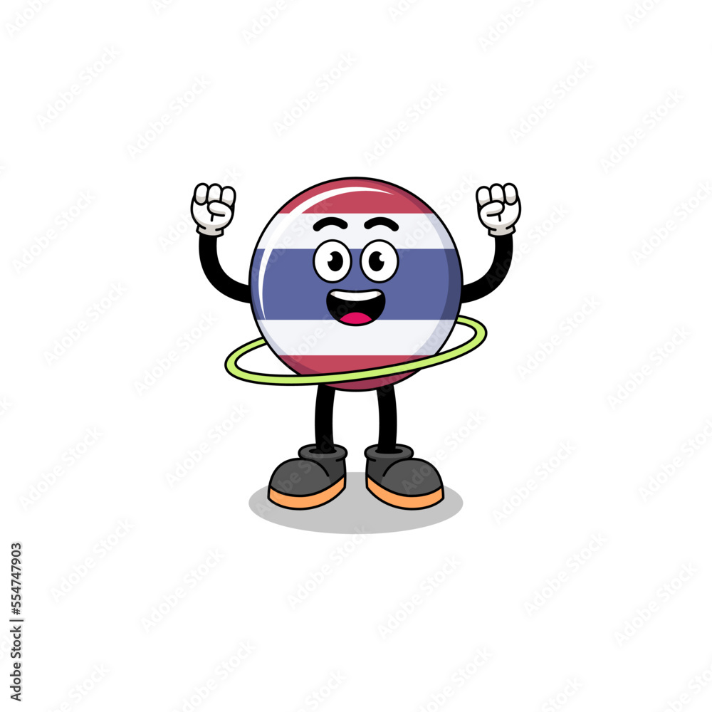 Character Illustration of thailand flag playing hula hoop