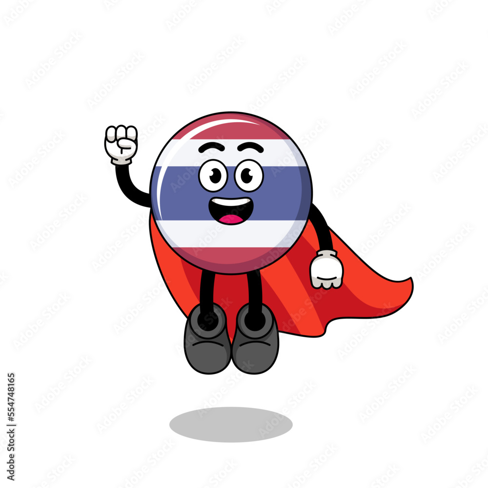 thailand flag cartoon with flying superhero