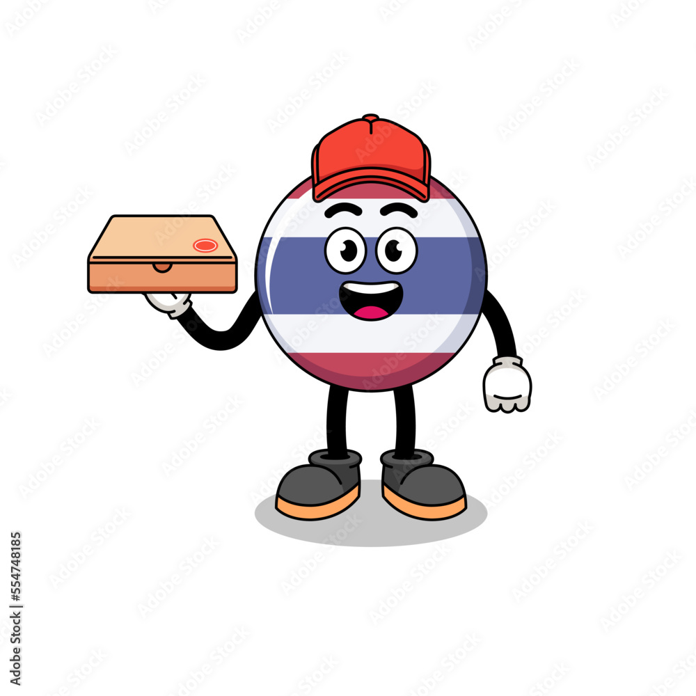 thailand flag illustration as a pizza deliveryman thailand flag illustration as a pizza deliveryman