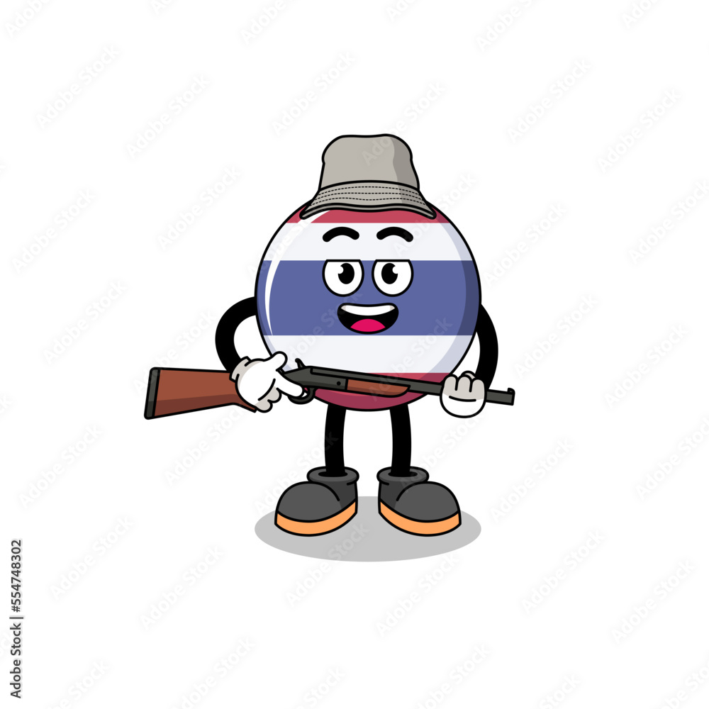 Cartoon Illustration of thailand flag hunter Cartoon Illustration of thailand flag hunter