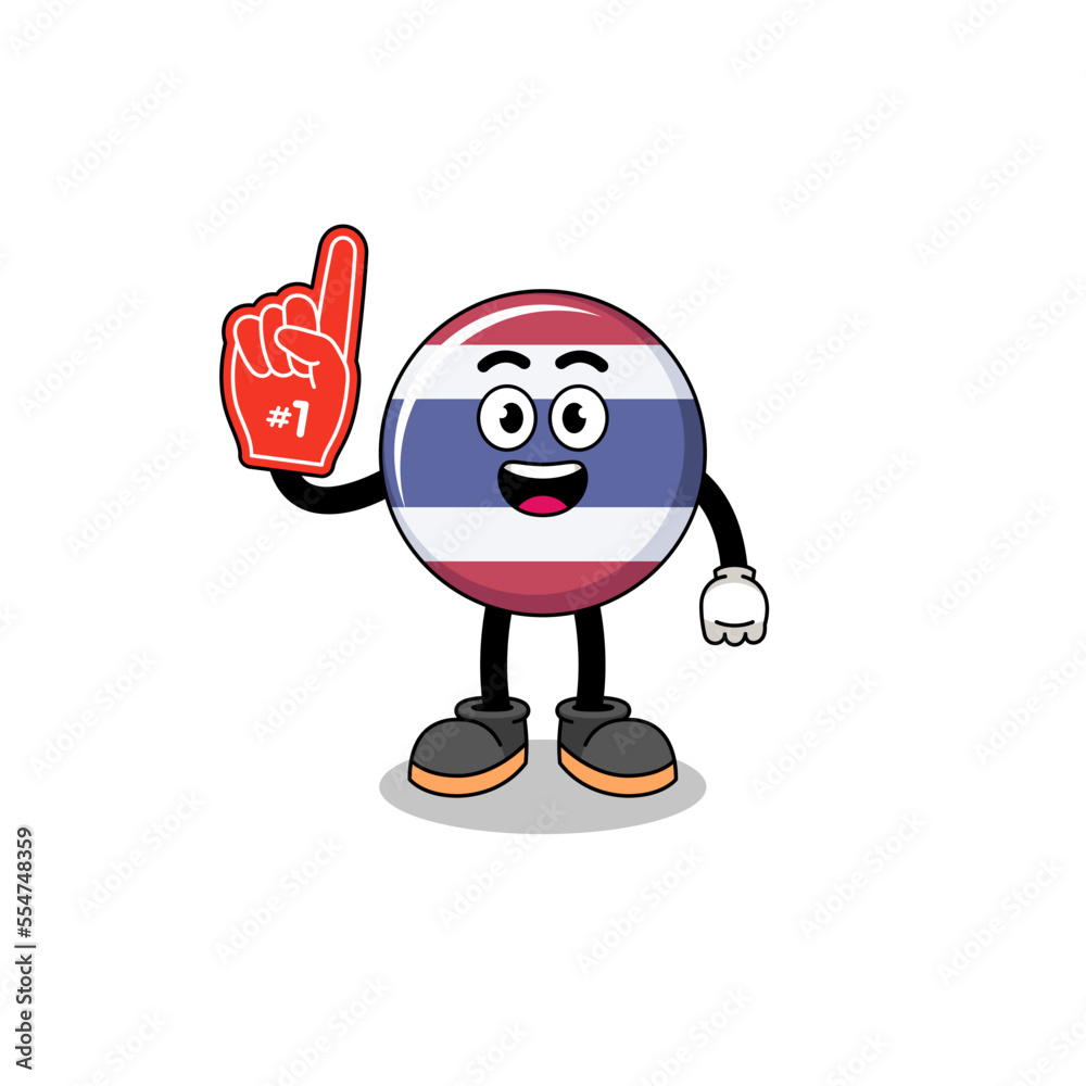Cartoon mascot of thailand flag number 1 fans