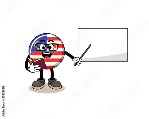 Mascot cartoon of malaysia flag teacher
