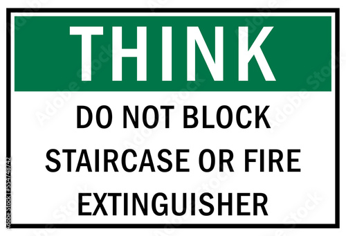Fire hazard, fire extinguisher sign and label