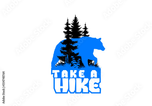 vector forest woodland with grizzly bear sublimation sticker