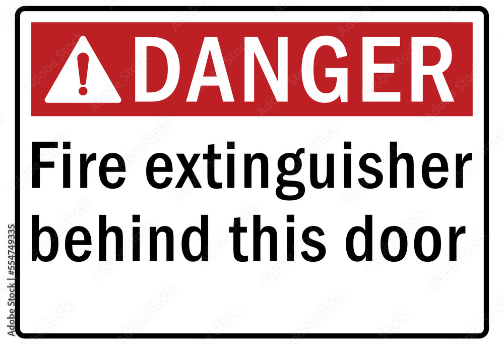 Fire hazard, Fire extinguisher sign and labels Fire hazard, Fire extinguisher sign and labels