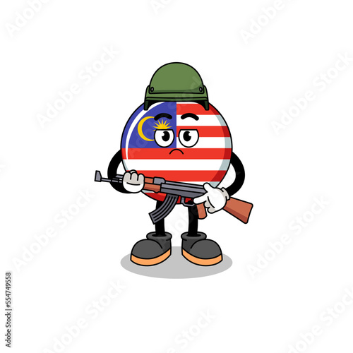 Cartoon of malaysia flag soldier