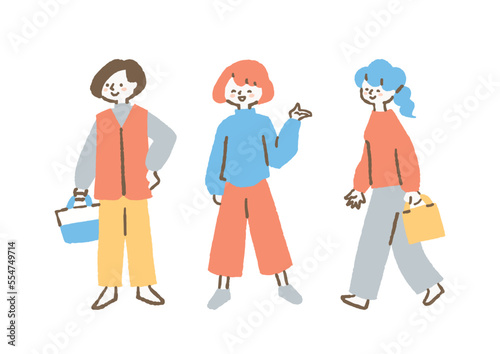 活動的な女性たち_セット_色