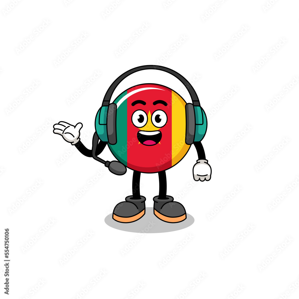 Mascot Illustration of cameroon flag as a customer services Mascot Illustration of cameroon flag as a customer services