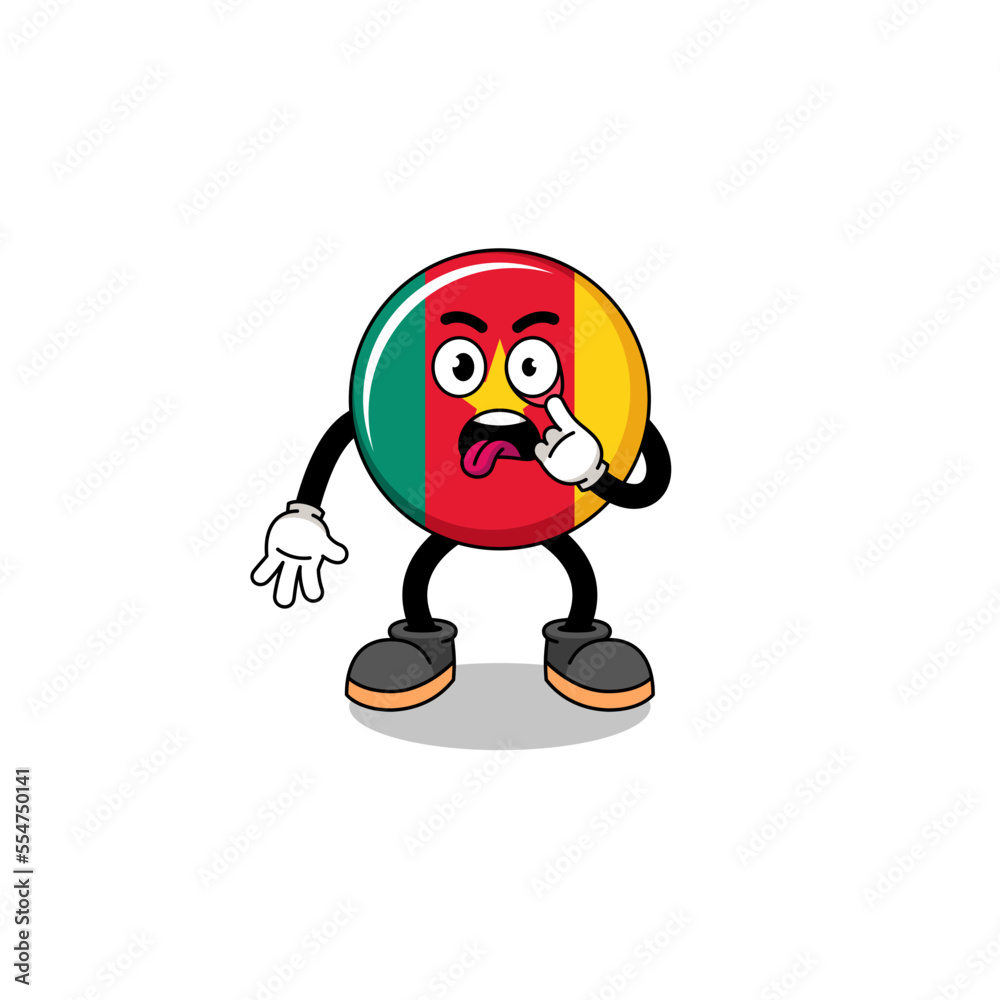 Character Illustration of cameroon flag with tongue sticking out Character Illustration of cameroon flag with tongue sticking out
