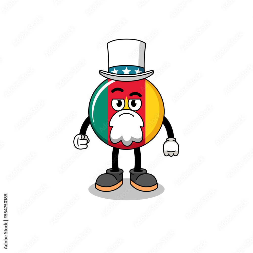 Illustration of cameroon flag cartoon with i want you gesture Illustration of cameroon flag cartoon with i want you gesture