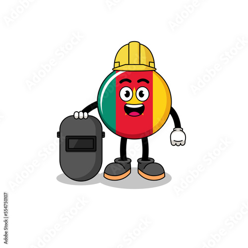 Mascot of cameroon flag as a welder