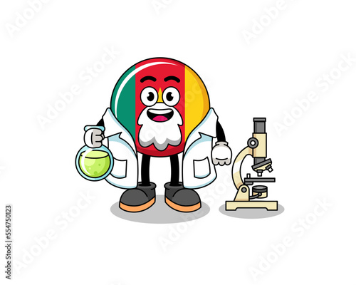 Mascot of cameroon flag as a scientist