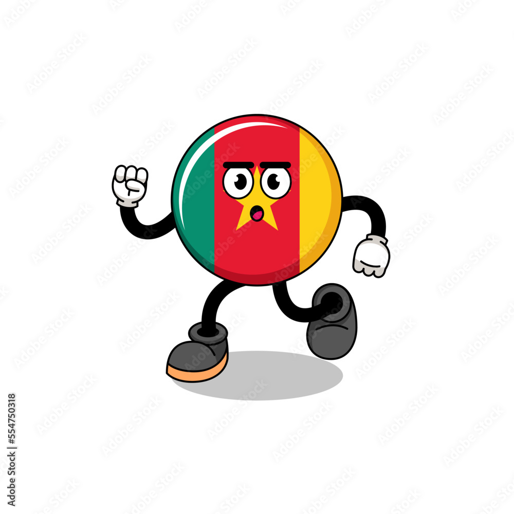 running cameroon flag mascot illustration