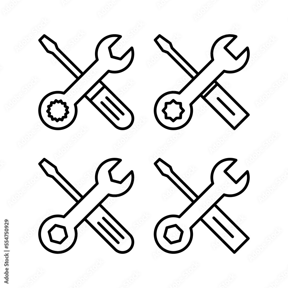 Repair tools icon vector for web and mobile app. tool sign and symbol. setting icon. Wrench and screwdriver. Service Repair tools icon vector for web and mobile app. tool sign and symbol. setting icon. Wrench and screwdriver. Service