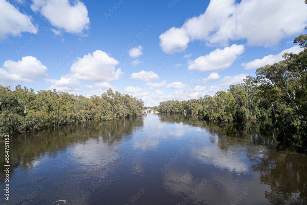 The Murry River, flooded between Echuca and Moama