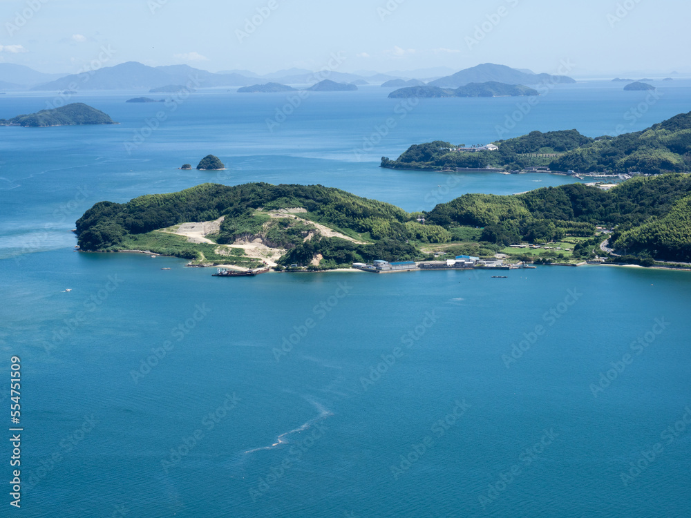 Scenic view of Suo Oshima Island and Seto Inland Sea from Iinoyama viewpoint - Yamaguchi prefecture, Japan