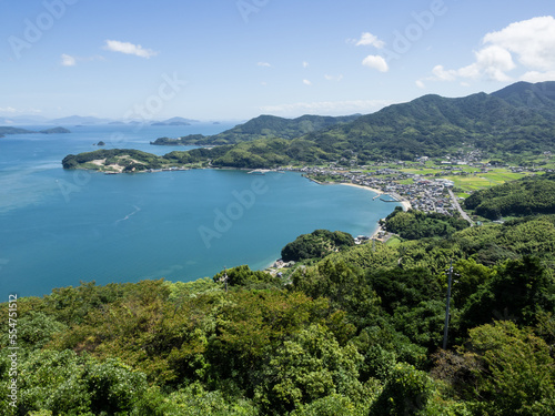 Fototapeta Naklejka Na Ścianę i Meble -  Scenic view of Suo Oshima Island from Iinoyama viewpoint - Yamaguchi prefecture, Japan