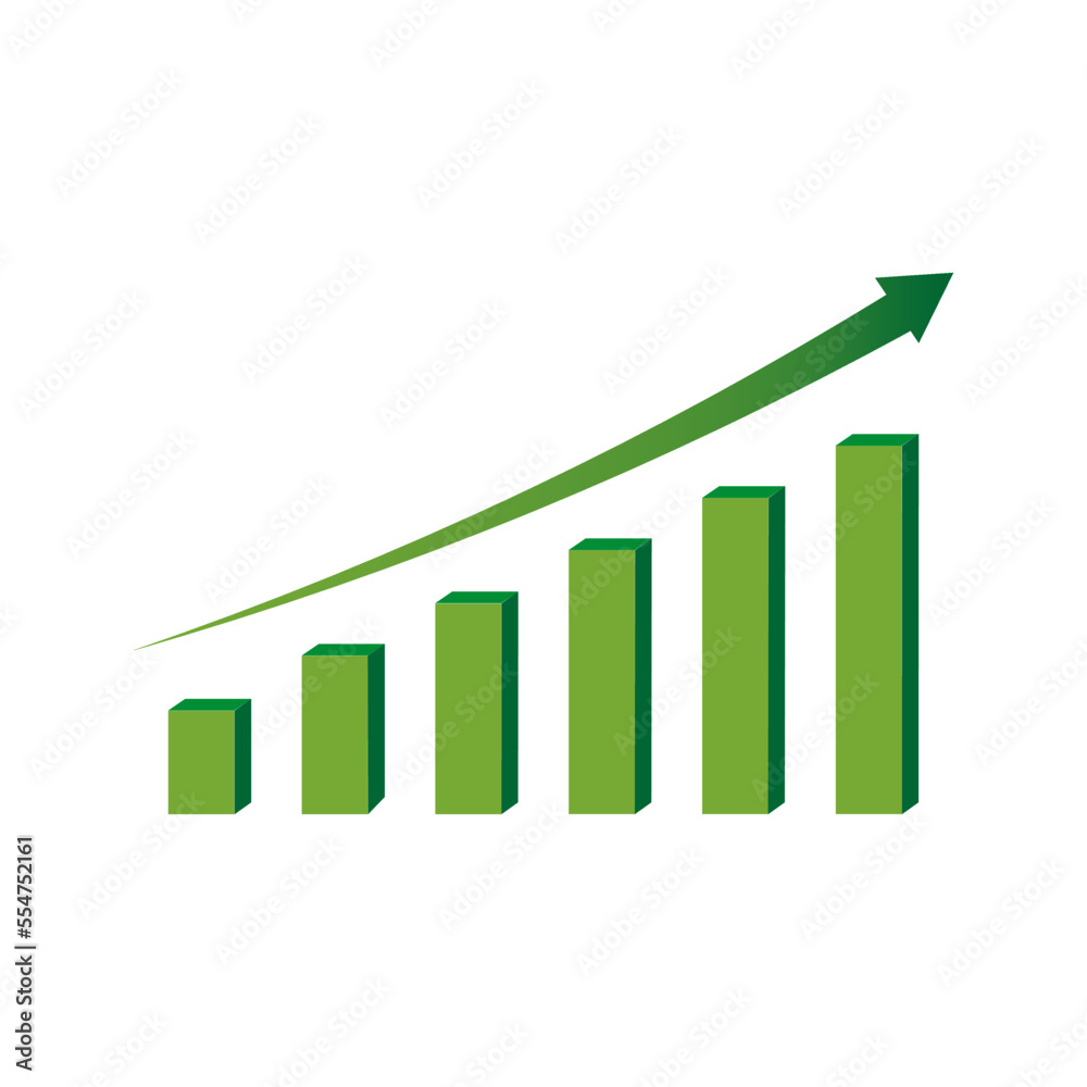 Green arrow graph. Business success. Growth stock diagram financial graph. Vector illustration. Stock image. Green arrow graph. Business success. Growth stock diagram financial graph. Vector illustration. Stock image.