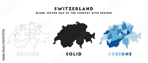 Switzerland map. Borders of Switzerland for your infographic. Vector country shape. Vector illustration.