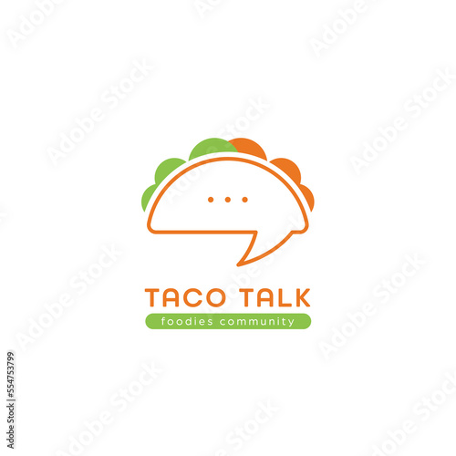simple mexican taco talk outline logo icon