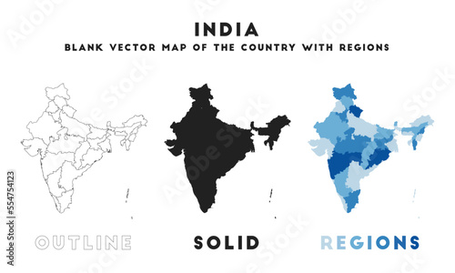 India map. Borders of India for your infographic. Vector country shape. Vector illustration.
