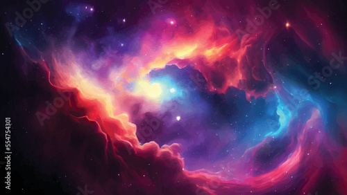 Fototapeta Naklejka Na Ścianę i Meble -  Beautiful cosmic Outer Space background Wallpaper Illustration