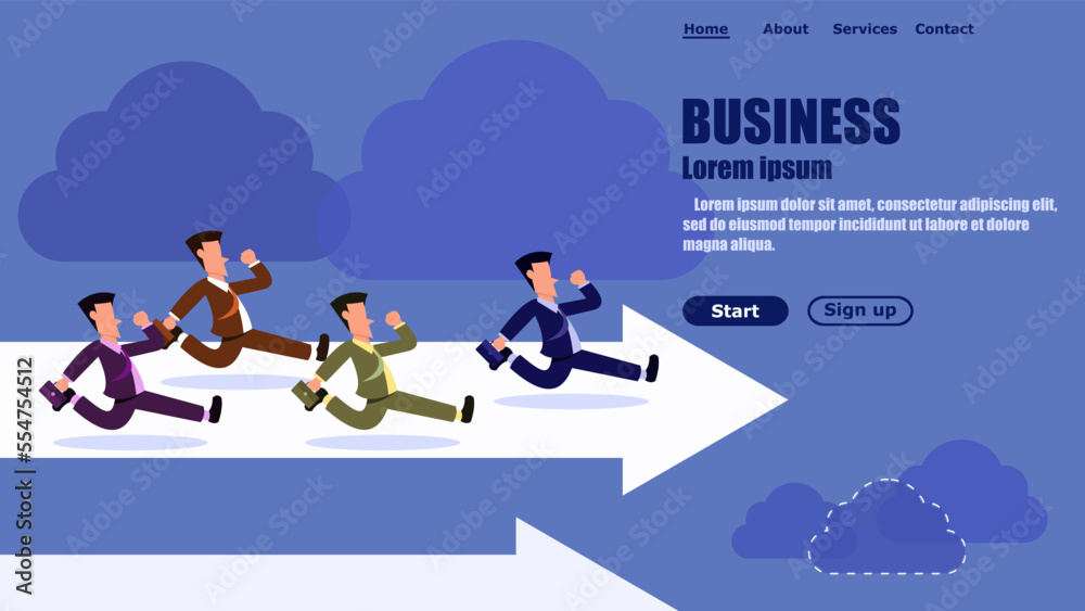 Business people who run to develop themselves to success. Business competition. Website design or landing web page. Business Concept. Vector illustration