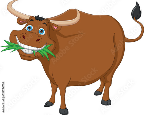 buffalo eating grass cartoon