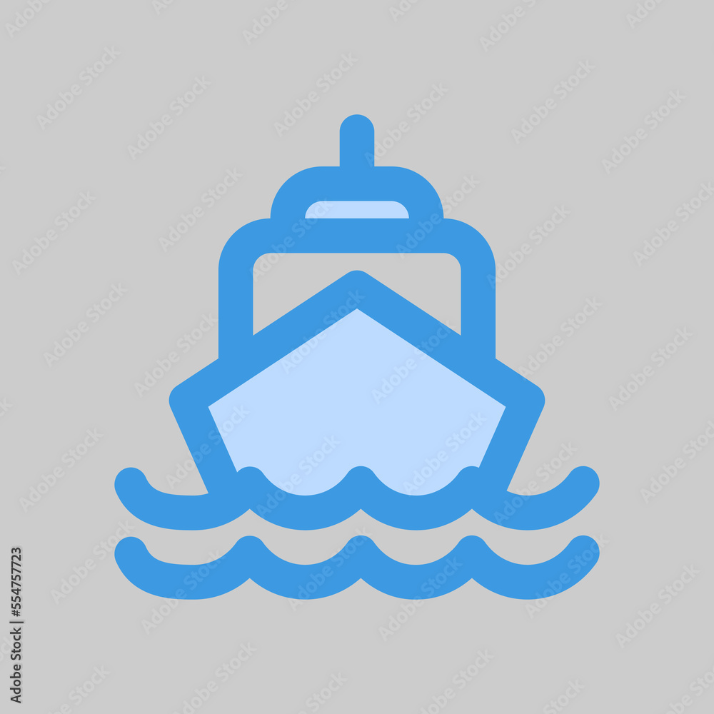Ship icon in blue style about travel, use for website mobile app presentation Ship icon in blue style about travel, use for website mobile app presentation