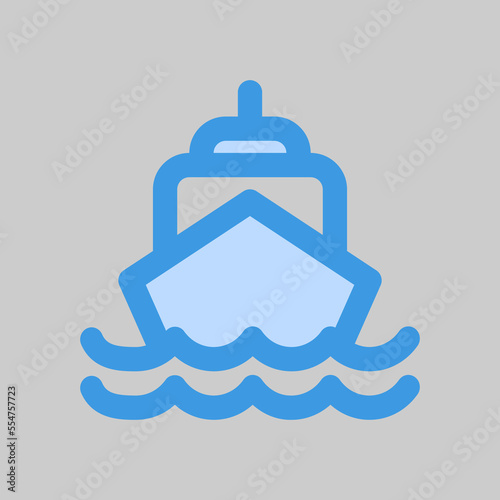 Ship icon in blue style about travel, use for website mobile app presentation
