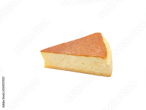 Realistic hand drawing of piece, slice of cheesecake, isolated on white background