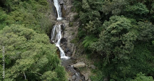 incredible waterfalls coming down from a ecuadorian mountain