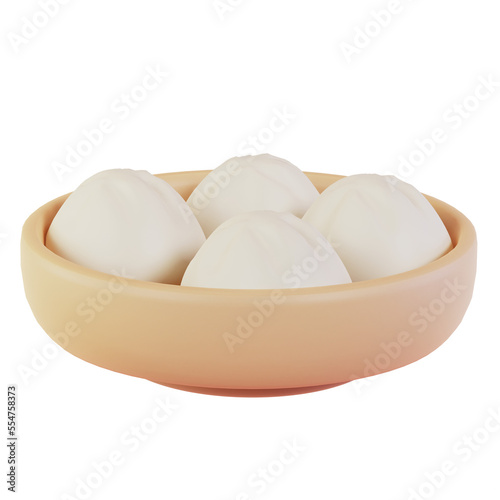 3d render chinese food baozi or dumpling
