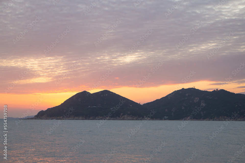 Beautiful sunset at Cheung Chau Island, Hong Kong