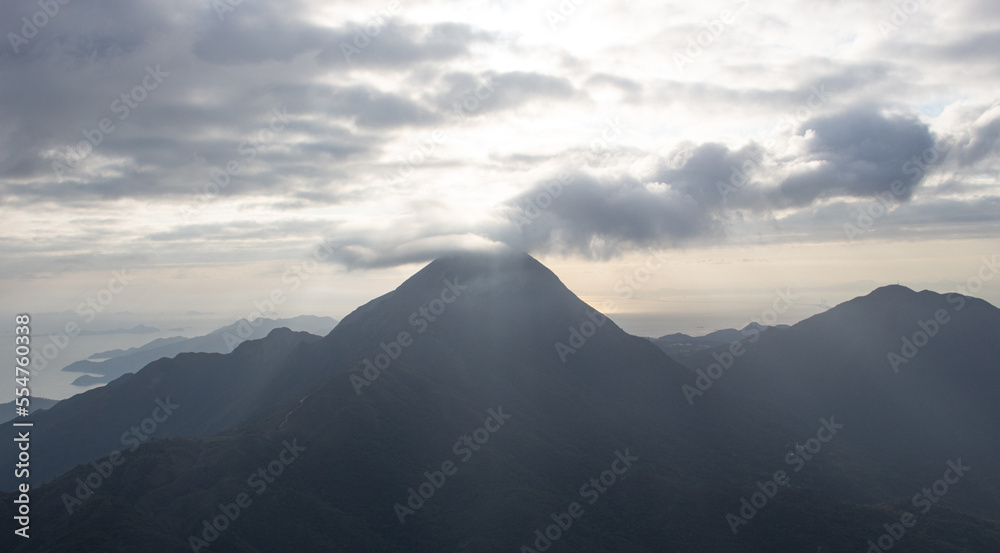 Panoramic view of Lantau Peak at Sunset, Lantau Island, Hong Kong