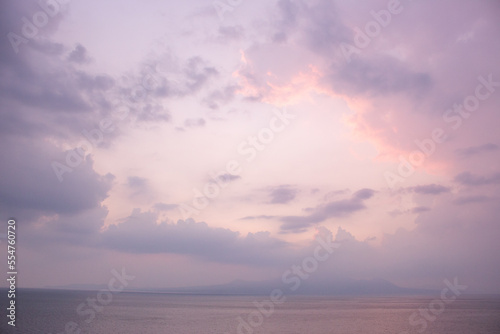 Beautiful sunset over the sea at Uto, Kumamoto, Japan. Copy space © MeiYi