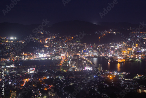 city skyline at night at Inasayama, Nagasaki, Japan