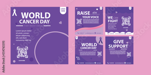 social media post template world cancer day to commemorate world cancer day on february 4th with vector eps 10 format