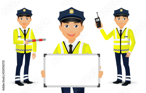 set of policeman characters in different poses