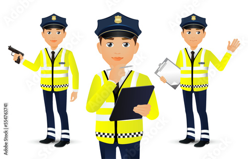 set of policeman characters in different poses