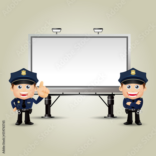 set of policeman characters in different poses