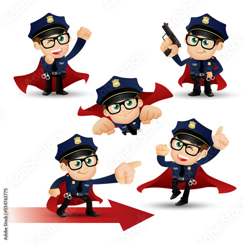 set of policeman characters in different poses