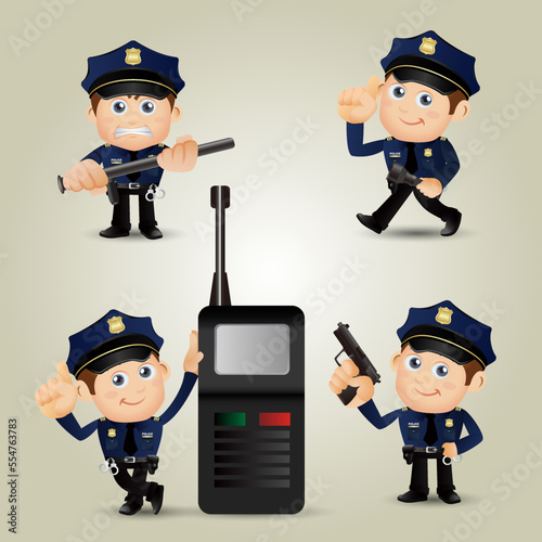 set of policeman characters in different poses