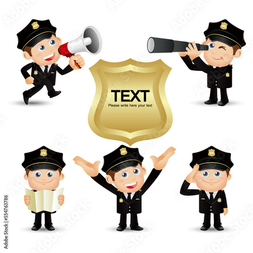 set of policeman characters in different poses