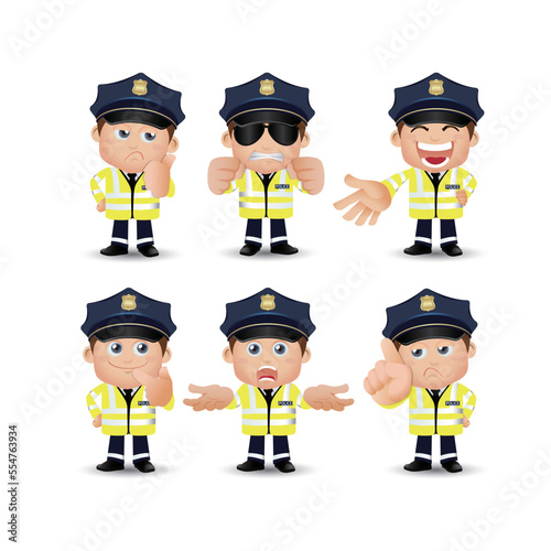 Cute policeman with different poses